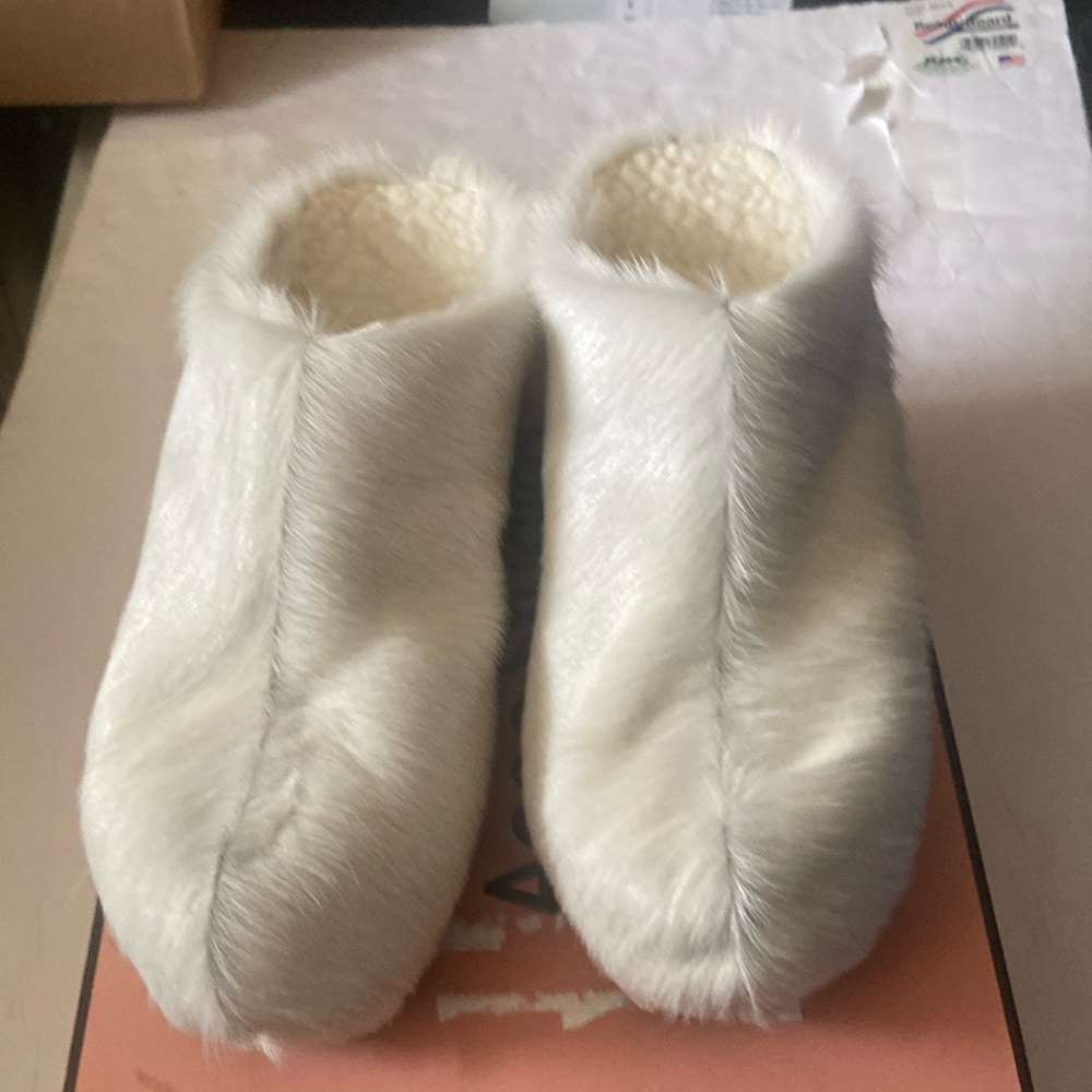 Acne Studios floppies white fur sandals